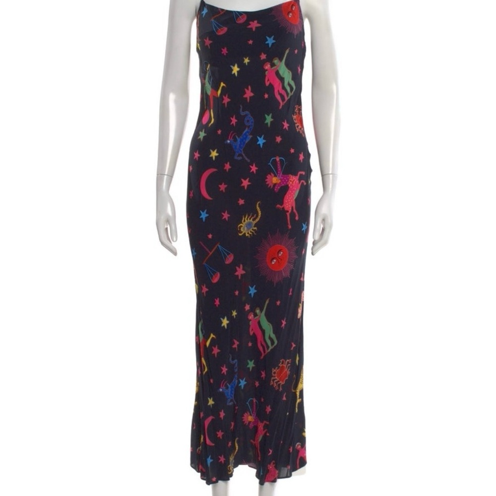 RHODE Black Multicolor Zodiac Print Slip Dress (size 04)
